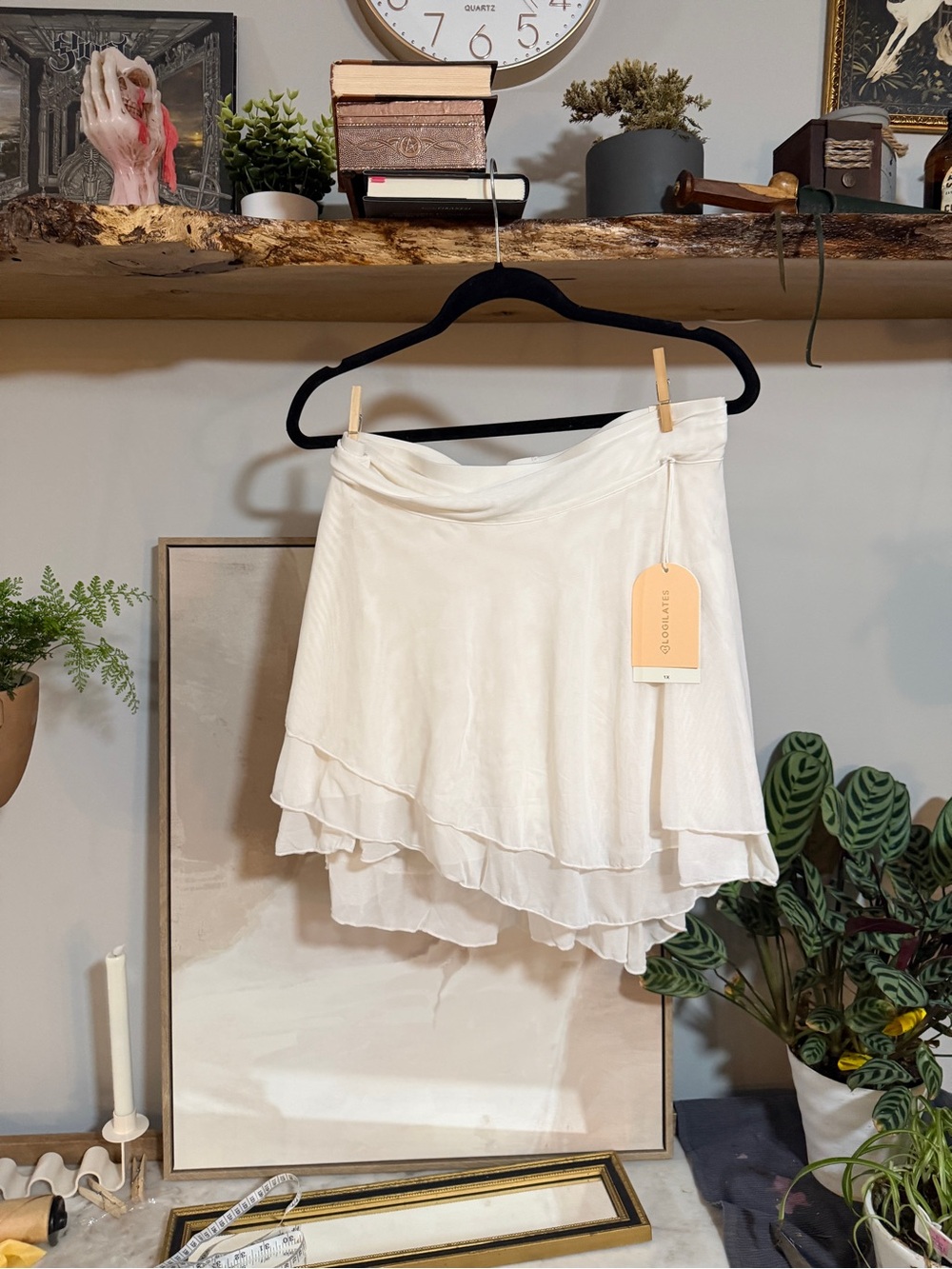 NWT Blogilates Dance Studio Wrap Skort Cream Asymmetrical Layered 1X